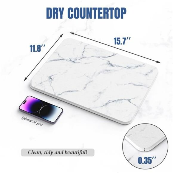 Quick dry stone dish drying mat water absorbent kitchen counter tray for dishes - Picture 2 of 7